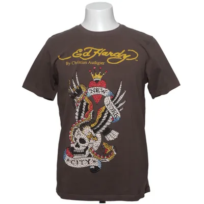 T-shirt (Marron) de Ed Hardy by Christian Audigier Coton, Élasthane