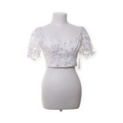 Crop top (White, Purple) from Love Triangle Polyester
