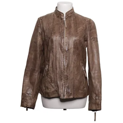Læderjakke (Brun) fra Oakwood Bomuld, Læder, Polyester
