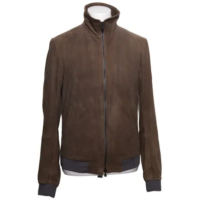 Veste en cuir (Marron, Gris) de Mauro Grifoni Coton, Élasthane, Cuir, Polyester, Viscose