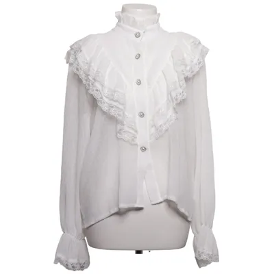 Blouse (White) from C'est Monique Cotton, Polyester