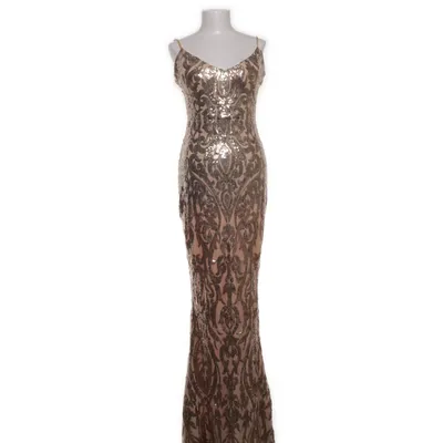 Aftonklänning (Beige, Guldfärgad) Bomull, Polyester