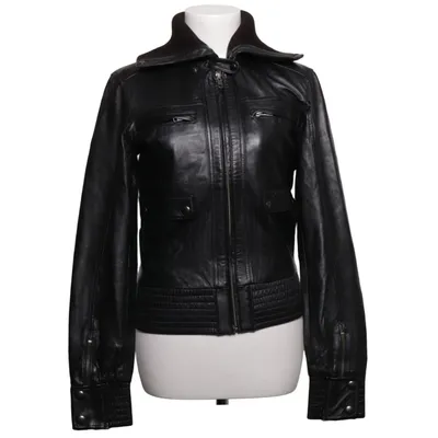 Leather jacket (Black) from Mango Casual Sportswear Leather
