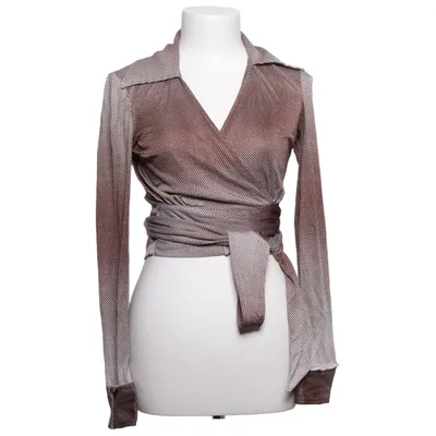 Wikkelblouse (Bruin, Wit) van Alberta Ferretti