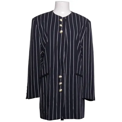 Blazer (Blue, White) from Widudress Polyester, Viscose, Wool