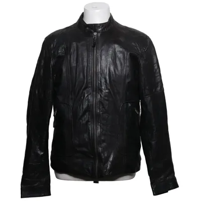 Leren jack (Zwart) van Burning Palms Katoen, Leer, Polyester
