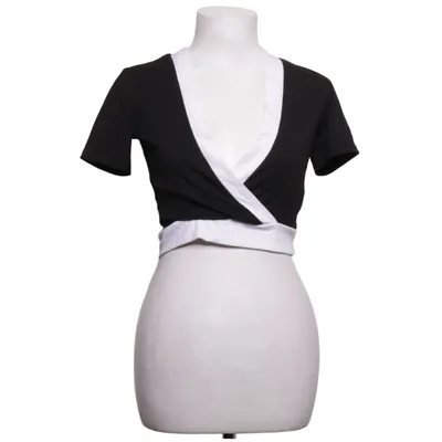 Wrap top (Black, White) from Zara Trafaluc Elastane, Polyester, Viscose