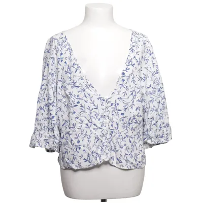Top (White, Blue) from H&M Premium Quality Linen, Viscose