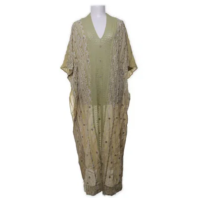 Maxi dress (Green, White) from Zara Cotton, Polyester, Viscose