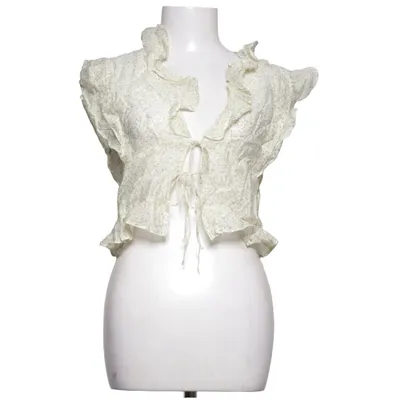 Top (Beige, Multicolored) from H&M Linen, Lyocell, Polyamide