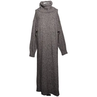 Jurk met col (Bruin, Wit) van Massimo Dutti Acryl, Kasjmier, Elastaan, Viscose