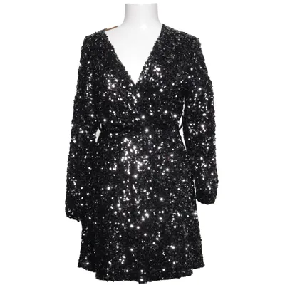 Robe de cocktail (Noir, Argent) de Made in italy Élasthane, Polyester, Viscose
