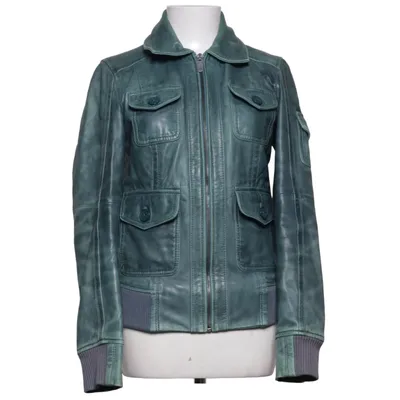 Läderjacka (Grön, Grå) från EDC by ESPRIT Bomull, Skinn, Metallfiber, Polyester