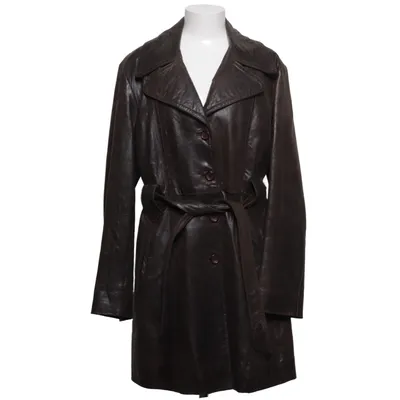 Veste longue en cuir (Marron) de Ricano Cuir