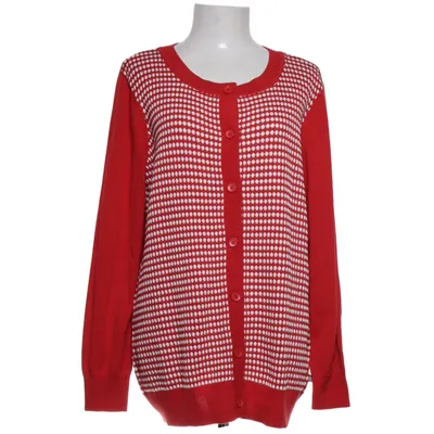 Cardigan (Red, White) from Fiora Blue Acrylic, Cotton