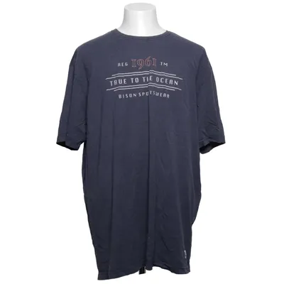 T-shirt (Blauw) van Bison Katoen, Polyester