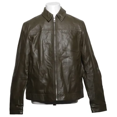Leather jacket (Green) from ASOS Design Leather, Polyester
