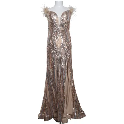 Aftonklänning (Beige, Silverfärgad, Guldfärgad) från Faeriesty Elastan, Polyester