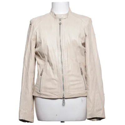 Leather jacket (Beige) from Mauritius Cotton, Leather, Polyester