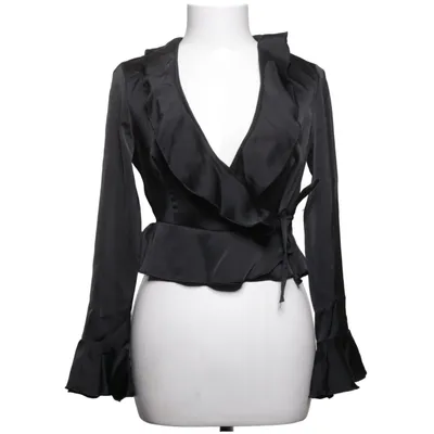 Wrap blouse (Black) from Boohoo Elastane, Polyester