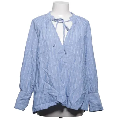 Blouse (Blue, White) from Mudo Collection Cotton, Linen