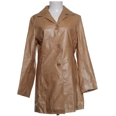 Leren jas (Beige) van Mauritius Leer, Polyester