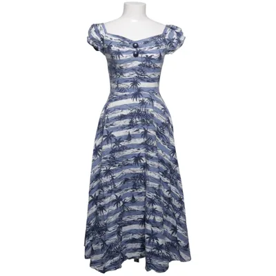 Jurk (Blauw, Wit) van Collectif Katoen, Linnen