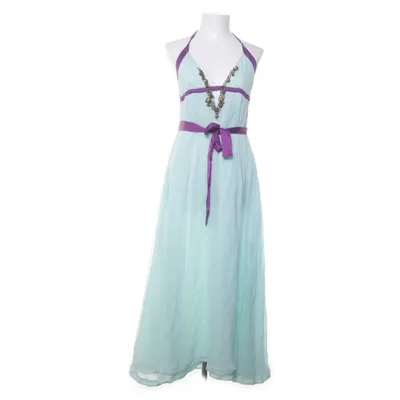 Halternek jurk (Turquoise) van By Malene Birger Zijde, Acetaat