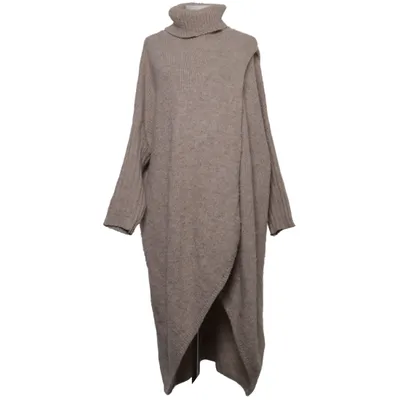 Jurk met col (Beige) van Altamira Acryl, Polyester, Viscose, Wol