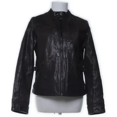 Leather jacket (Brown) from Raw Cotton, Elastane, Polyester, Leather