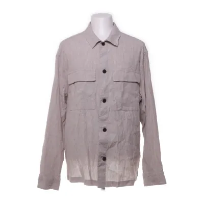 Skjorte (Beige) fra H&M Man Bomuld, Elastan, Linned