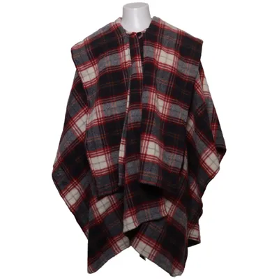 Poncho (Röd, Grå, Vit) Ull