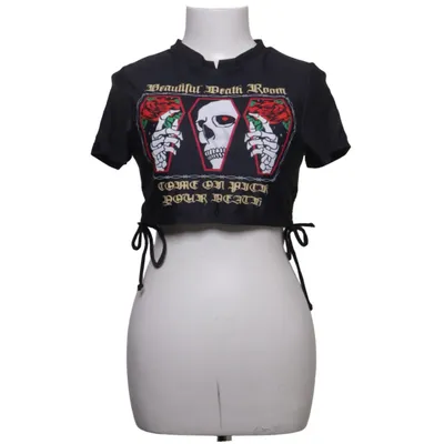 Crop top (Sort, Flerfarvet) fra Romwe Elastan, Polyester
