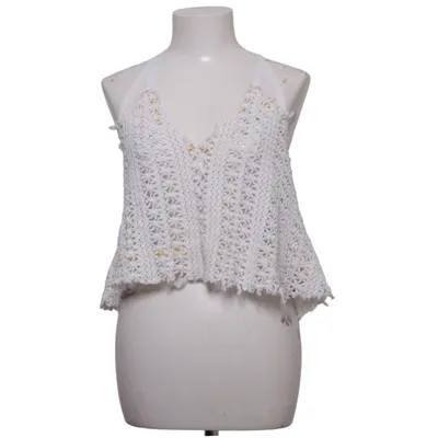 Halter neck top (White, Yellow) from FP Beach Cotton, Polyester