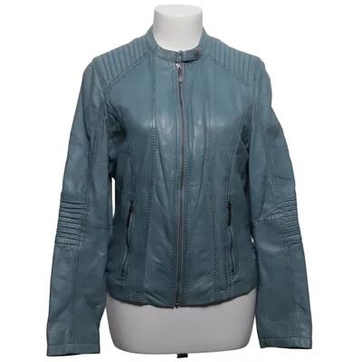 Bikerjack (Blauw) van Oakwood Katoen, Leer, Polyester