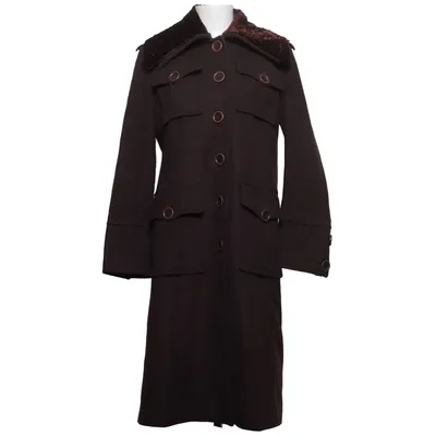 Manteau (Marron) de Sinéquanone Acétate, Coton, Polyamide, Laine