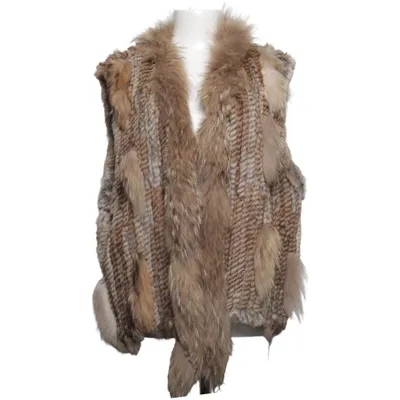 Bont gilet (Bruin) van David Moore Katoen, Konijnenbont