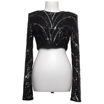 Crop top (Black, Silver) from Michael Costello x Revolve Elastane, Polyamide, Polyester