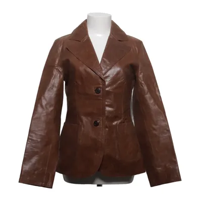Leather blazer (Brown) from Lindex Leather, Polyester