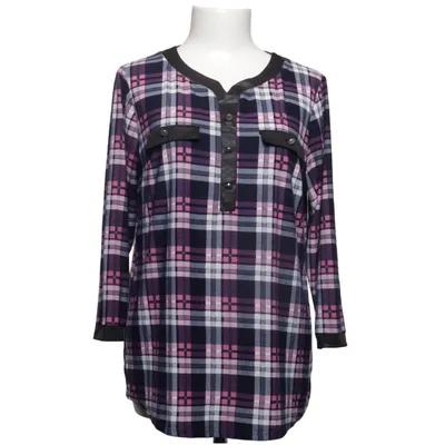 Flanellen overhemd (Blauw, Roze, Wit) van Miki Elastaan, Viscose