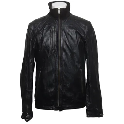Leren jack (Zwart) van Vinyl Katoen, Leer