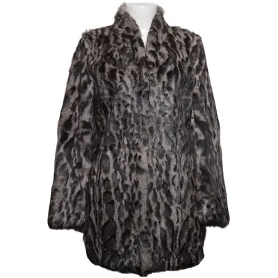 Pälsjacka (Grå, Svart) från Style Butler Polyester, Kaninpäls