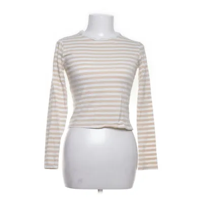 Langærmet t-shirt (Beige, Hvid) fra H&M Elastan, Bomuld
