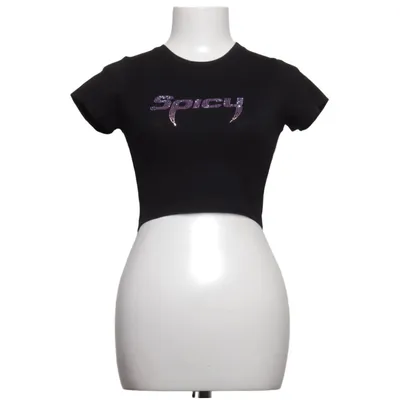 T-shirt (Sort) Bomuld, Elastan