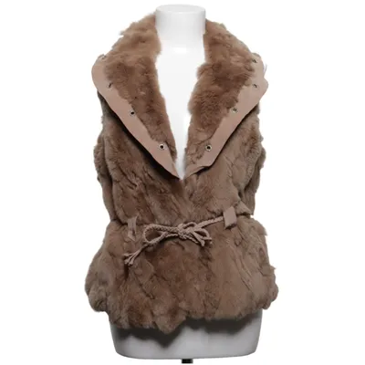 Pälsväst (Brun) från Kello Polyester, Kaninpäls, Mocka