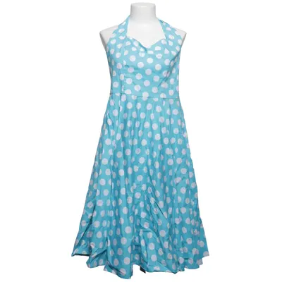 Halterneck dress (Blue, White) from Hell Bunny Vixen Cotton, Elastane