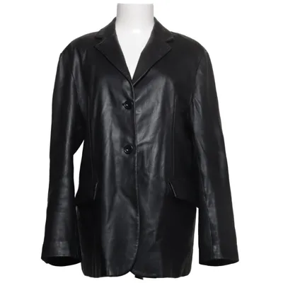 Leather blazer (Black) from Leather Sound Polyester, Viscose