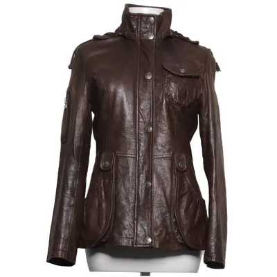 Leather jacket (Brown) from Aday Cotton, Leather, Polyester, Viscose