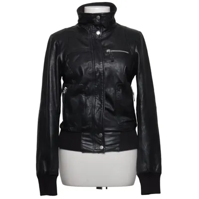 Leren jack (Zwart) van Hollies Katoen, Leer, Polyester