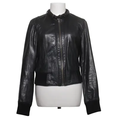 Leren jack (Zwart) van Dept Katoen, Leer, Polyester